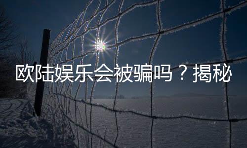 欧陆娱乐会被骗吗？揭秘平台安全性及防骗指南