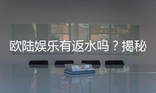 欧陆娱乐有返水吗？揭秘返水政策与玩家福利
